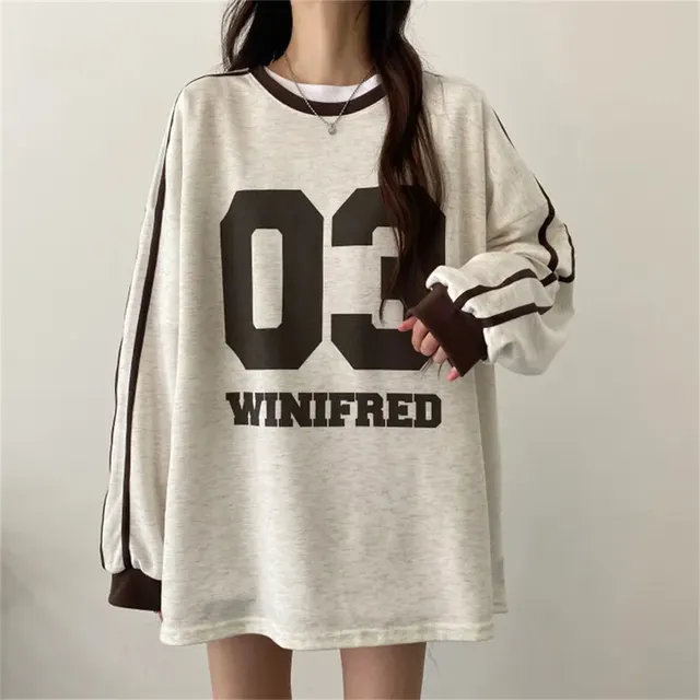 Round Neck Design Stitching Pullover And Fleece Sweater Gray Thin - Shop at LoveMi