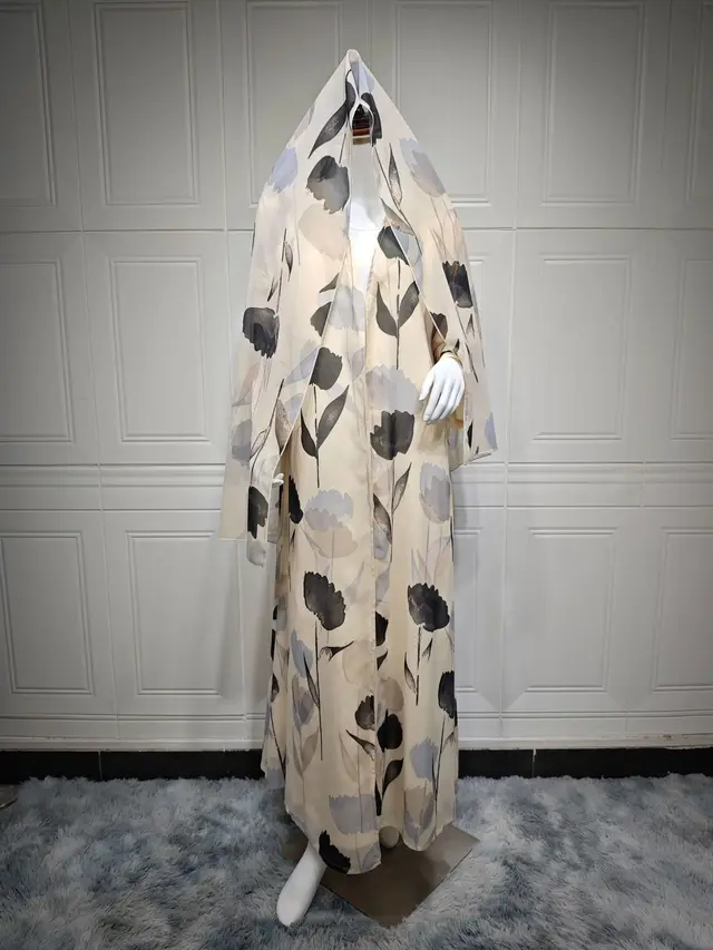 European And American Long sleeved Printed Robe Jacket Apricot - Shop at LoveMi