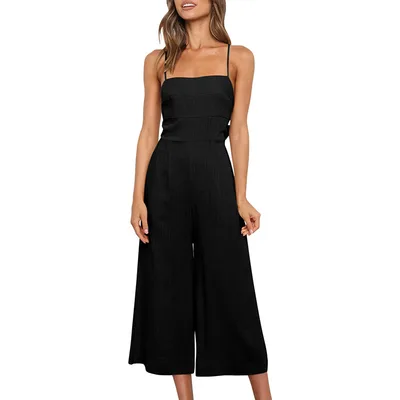 Sling Waist controlled Lace up Women's Jumpsuit Black - Shop at LoveMi