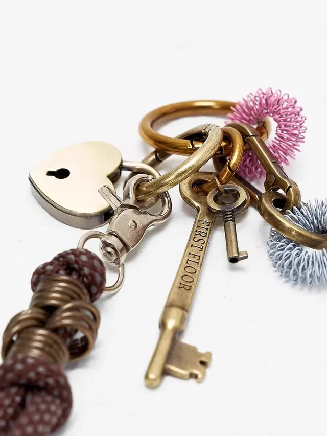 Vintage Bronze Key Creative Bag Pendant Key And Lock Head - Shop at LoveMi