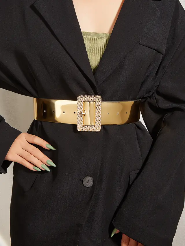 Gold Women's Elastic Waistband Decorative Waist Seal 2Style - Shop at LoveMi