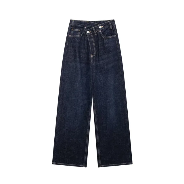 High Waist Wide Leg Jeans Daily Comfortable, Casual And Versatile Dark Blue - Shop at LoveMi