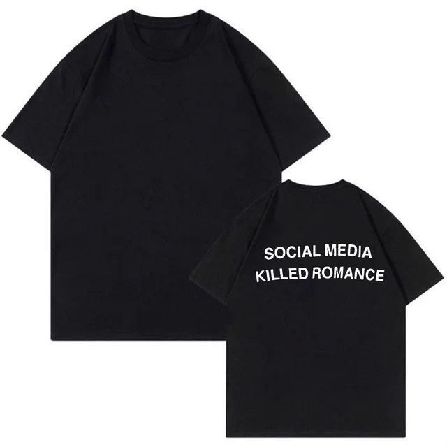 Men's And Women's Fashion Personalized English Printed Top Black - Shop at LoveMi