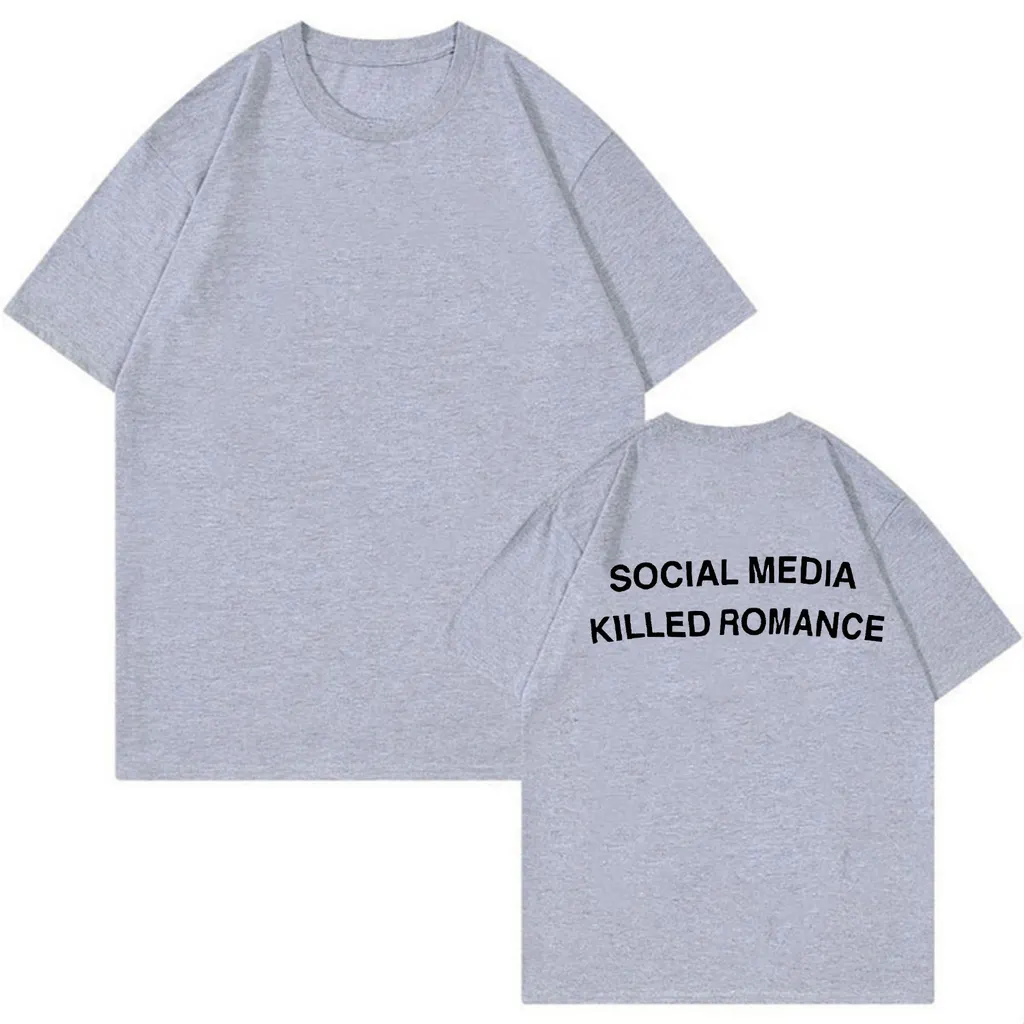 Men's And Women's Fashion Personalised English Printed Top - Light Grey