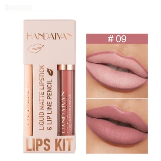 Liner Lip Glaze Set Waterproof No Stain On Cup Velvet Matte Lipstick - Style 09