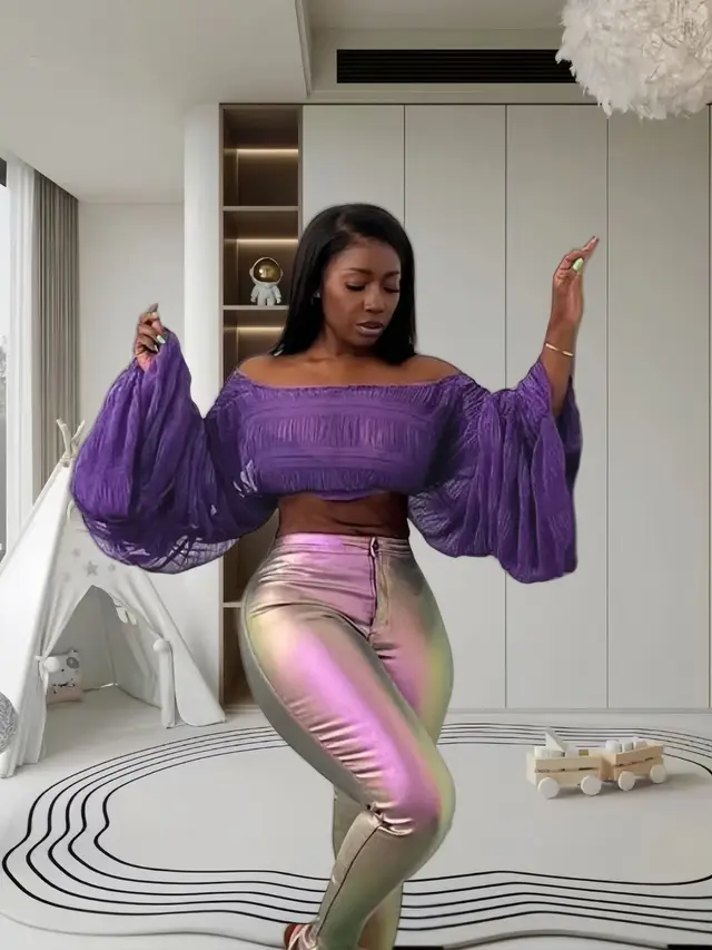 Women's Fashion Short Casual Temperament Top Purple - Shop at LoveMi