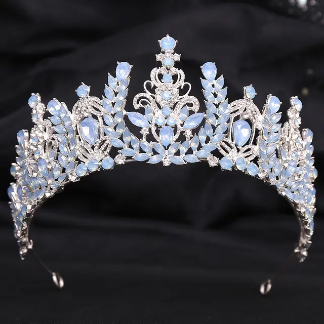 Wedding Birthday Headdress Crown Alloy Inlaid Protein Green Bright Crystal Bride H1385 - Shop at LoveMi