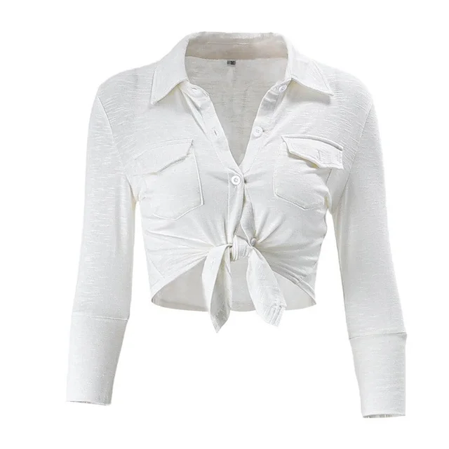 Sweet And Spicy Style Minimalist Long Sleeve Pure Desire Top Women's White - Shop at LoveMi