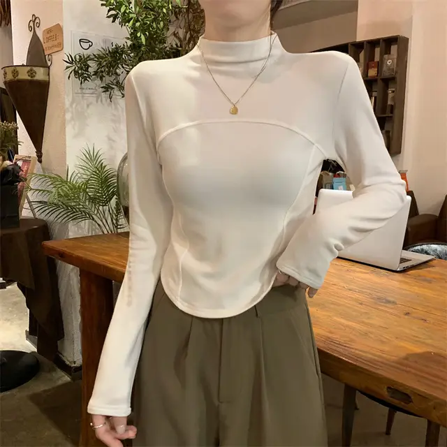 New Slim fit Short Brushed Fishbone Top White - Shop at LoveMi
