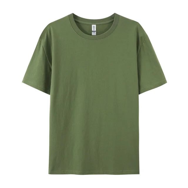 Xinjiang Cotton Breathable Round Neck Short sleeved T shirt Army Green - Shop at LoveMi