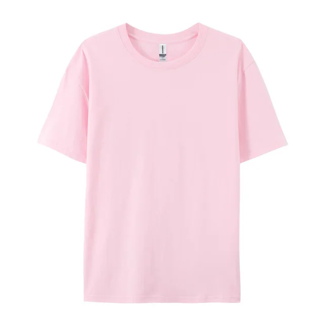 Xinjiang Cotton Breathable Round Neck Short sleeved T shirt Pink - Shop at LoveMi