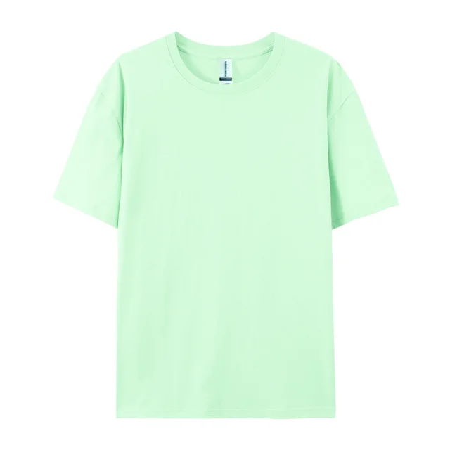 Xinjiang Cotton Breathable Round Neck Short sleeved T shirt Aqua - Shop at LoveMi