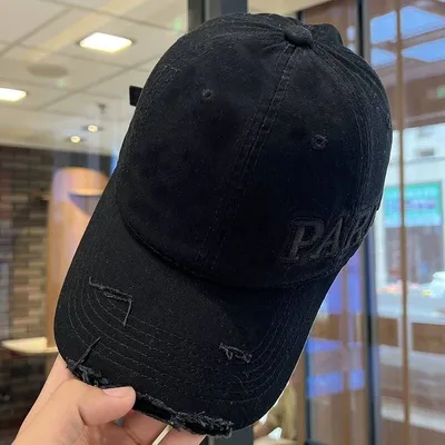 Washed Denim With Hole Baseball Cap Female Peaked Cap All Black - Shop at LoveMi