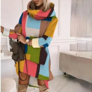 Women's Long Sweater Color Matching Printed Street - Printed Color - View 1