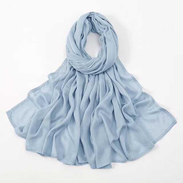Solid Color Malay Indonesian Rayon Scarf Wide Brim Thin Modal Breathable 37 Light Denim Blue - Shop at LoveMi