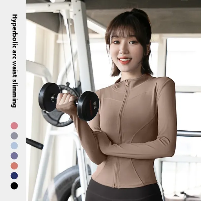 Slimming Fitness Running Top Coat Cocoa Color - Shop at LoveMi