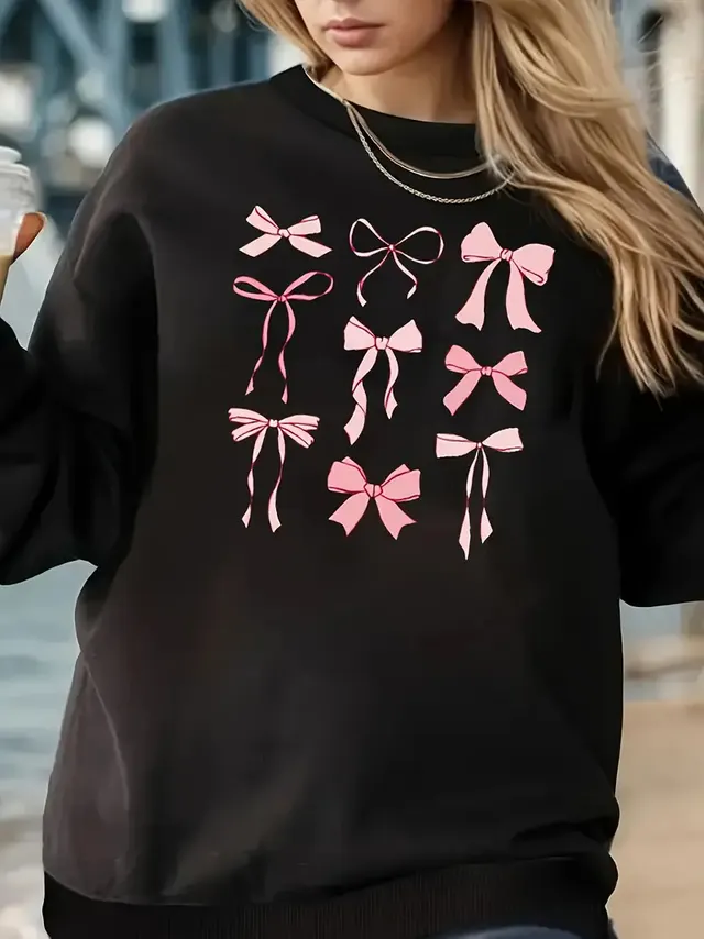 Women's Printed Long Sleeve Crew Neck Sweater Wy71 - Shop at LoveMi