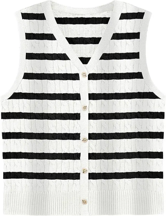 European And American Women's Fashion Sweater Vest Twisted Knitted Short White And Black - Shop at LoveMi