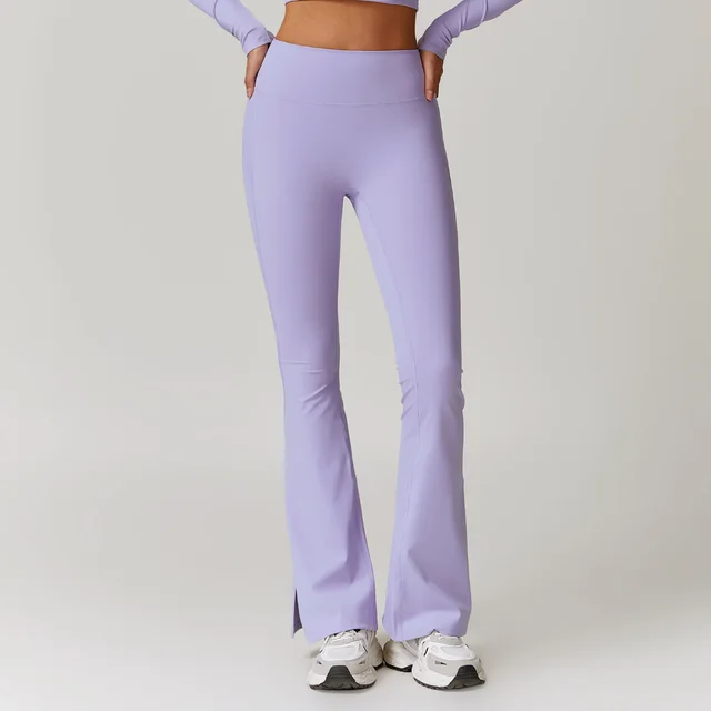 Skinny Peach Hip Raise Yoga Pants Running Sports Bell bottom Pants Romantic Purple - Shop at LoveMi