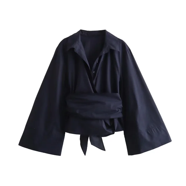 Niche Design Long Sleeve All matching Shirt Dark Blue - Shop at LoveMi