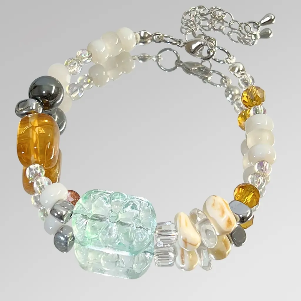 White Dunhuang Desert Sun Mountain Bracelet - Early Autumn Ice Blue