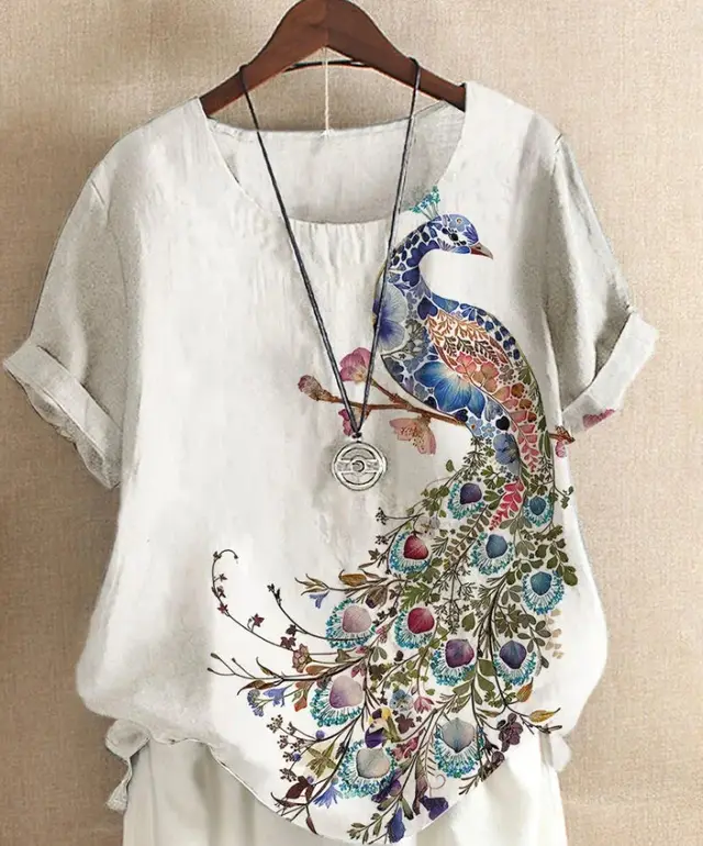New Short sleeved T shirt Flower And Plant Painting 3D Digital Printing Top Style 2 - Shop at LoveMi