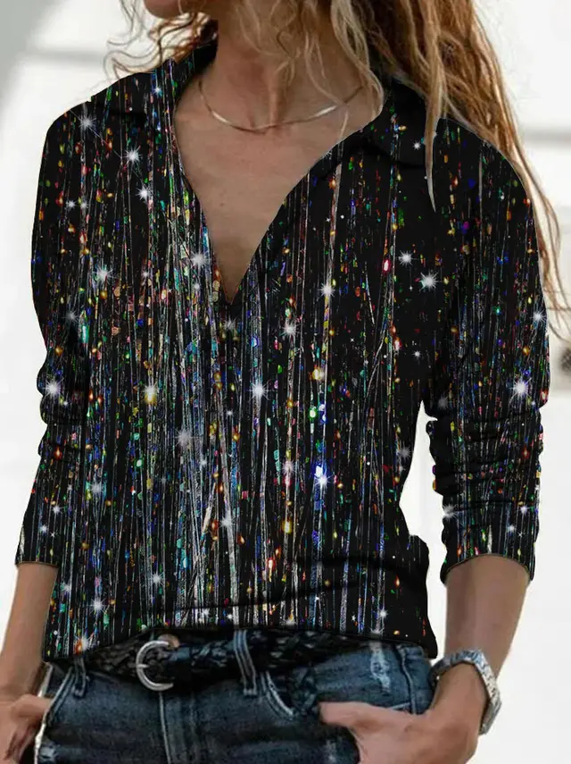 Printed Harajuku Style Long Sleeve Western Sexy Top Black - Shop at LoveMi