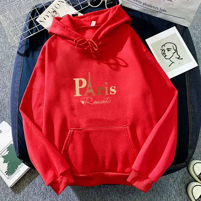 Letter Printed Hoodie Female Couple's Tops Red - Shop at LoveMi