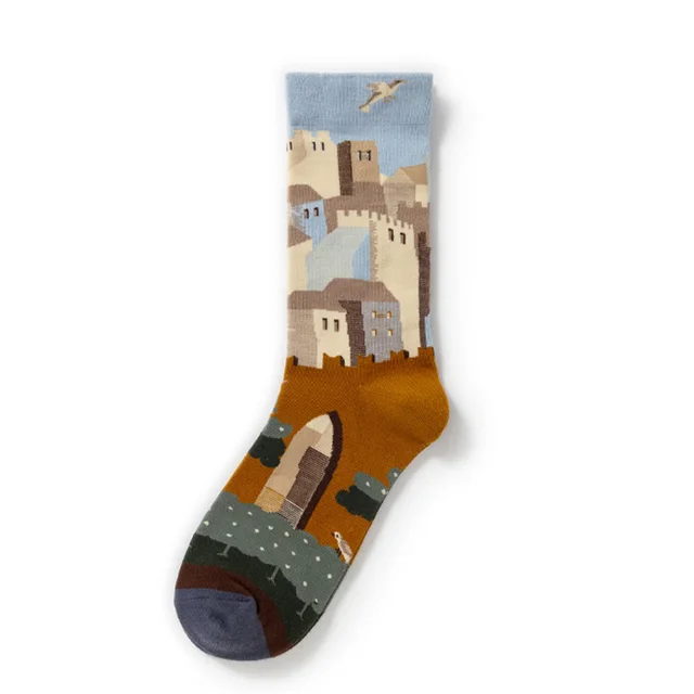 Retro Trendy Autumn And Winter Abstract Art Socks Europe And America Creative Combed Cotton 51Color - Shop at LoveMi