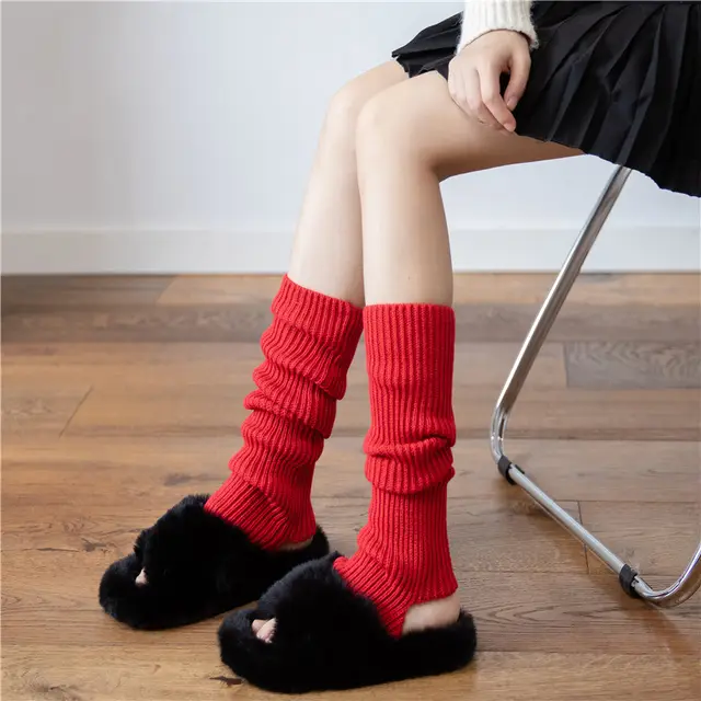 Women's Mid calf Japanese Thickened Knitting Foot Sock Red - Shop at LoveMi