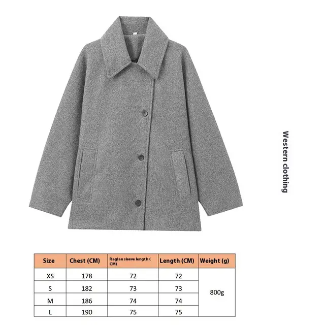 Blended Short Loose Overcoat Coat Dark Gray - Shop at LoveMi