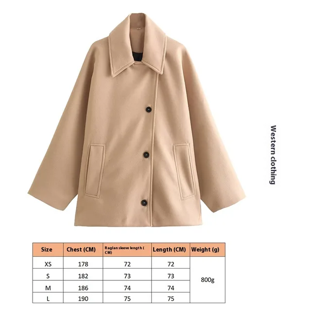 Blended Short Loose Overcoat Coat Khaki - Shop at LoveMi