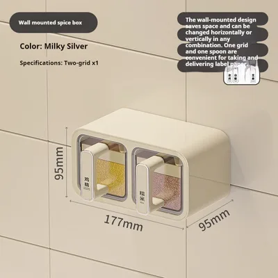 Household Kitchen Wall Hanging Decoration Type Condiment Storage Box Milky White 2 Grid - Shop at LoveMi