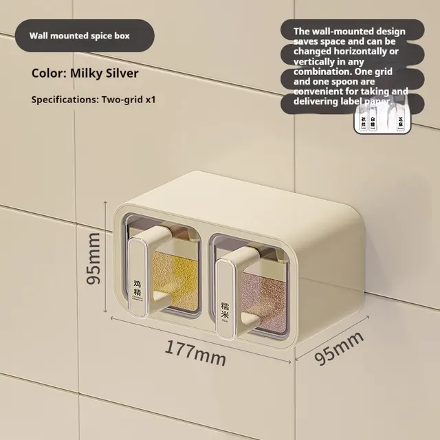 Household Kitchen Wall Hanging Decoration Type Condiment Storage Box Milky White 2 Grid - Shop at LoveMi