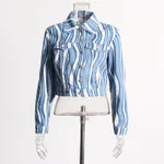 Personality Wave Denim Suit Female - Top-M