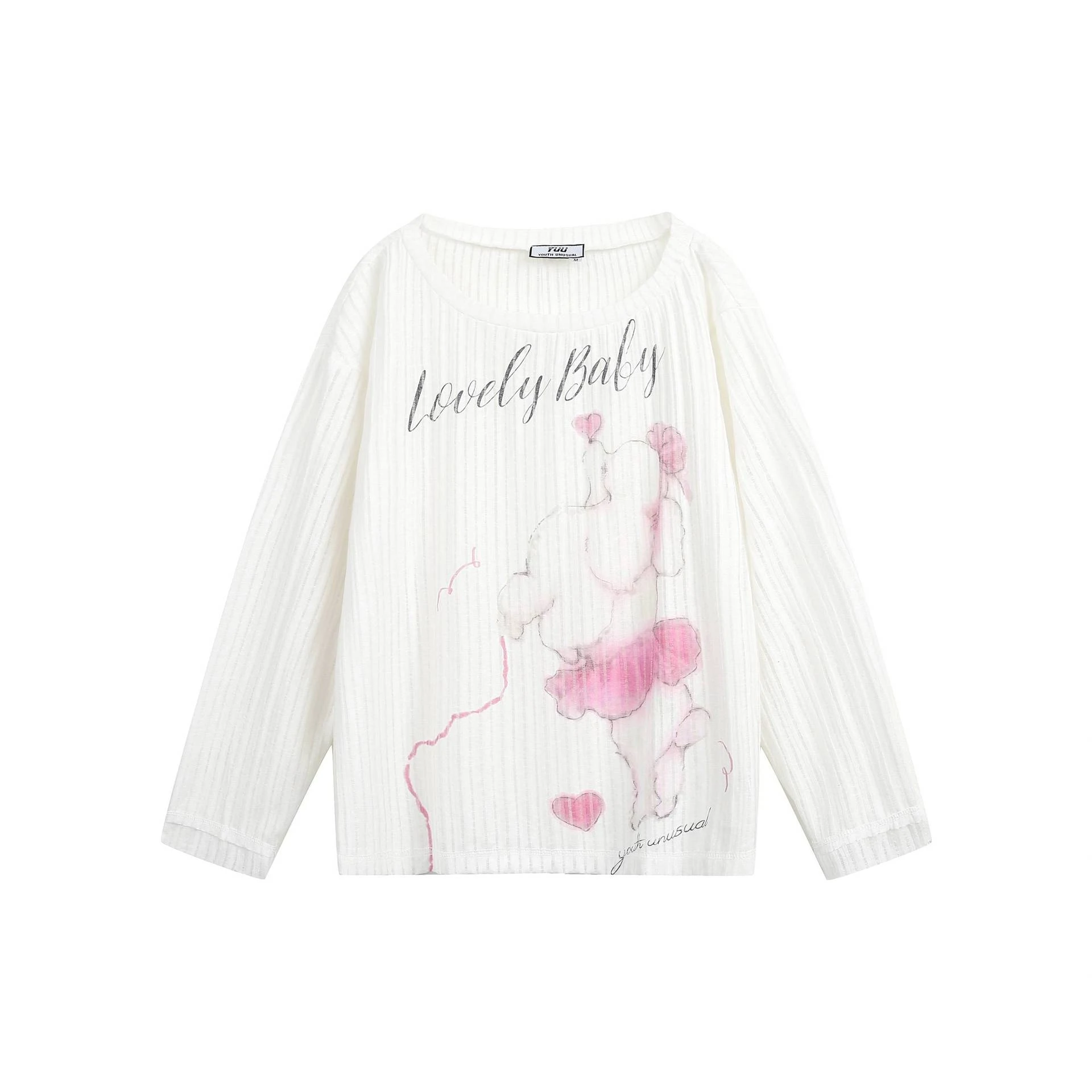 Sweet Girl Loose Printed Pullover T-shirt - White