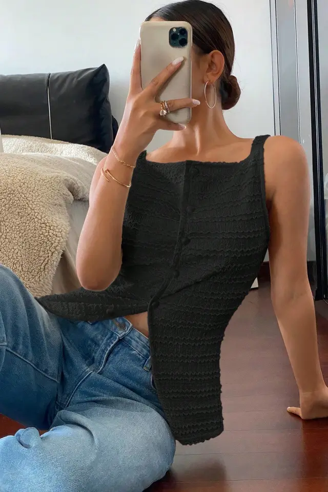 Spring Sleeveless Vest Top Women's Clothing Black - Shop at LoveMi
