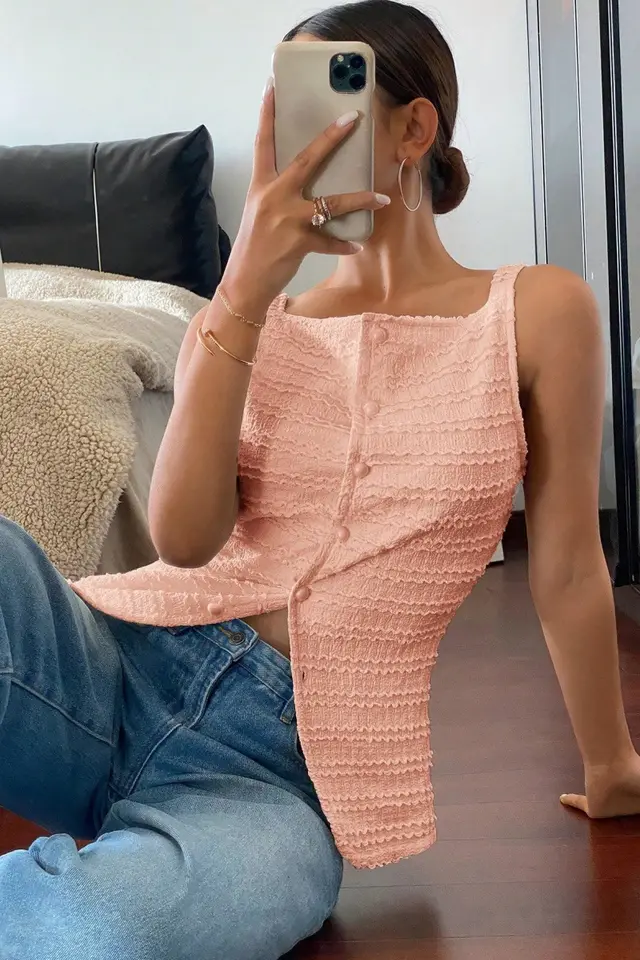 Spring Sleeveless Vest Top Women's Clothing Pink - Shop at LoveMi