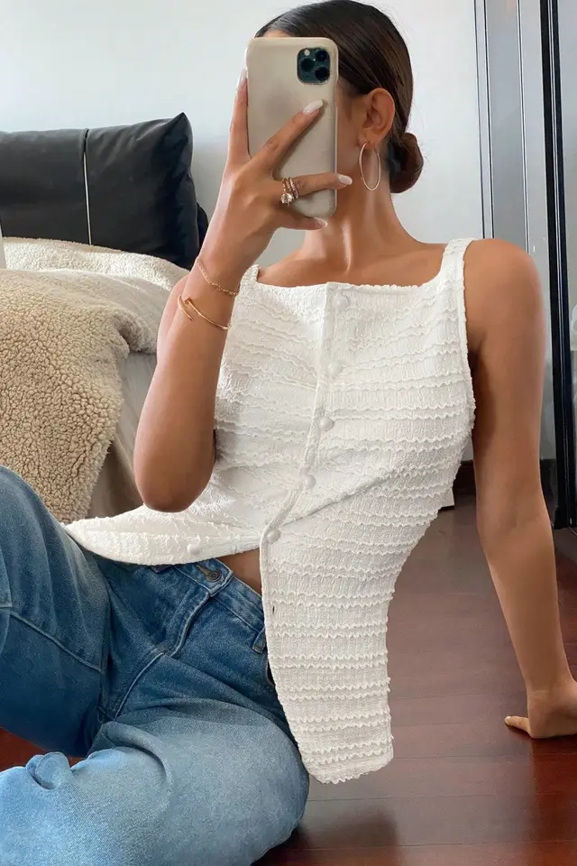 Spring Sleeveless Vest Top Women's Clothing White - Shop at LoveMi