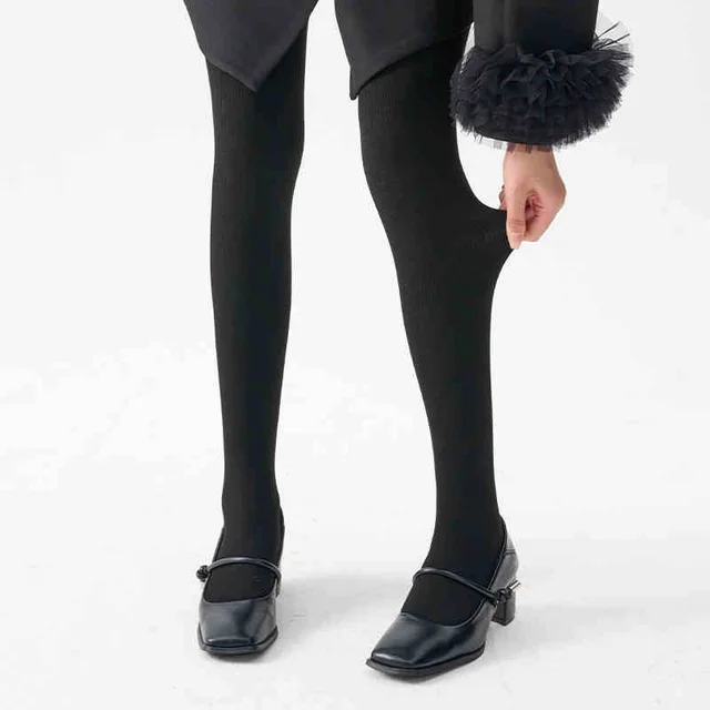 Winter Fleece lined Thick Solid Color Pressure Slim Looking Socks Warm Foot Silk Stockings Women Black Without Velvet - Shop at LoveMi