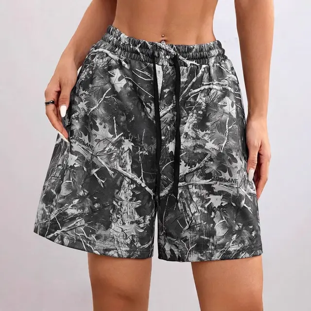 Drawstring Exercise Camouflage Leaf Print Casual Shorts Shorts 02 - Shop at LoveMi