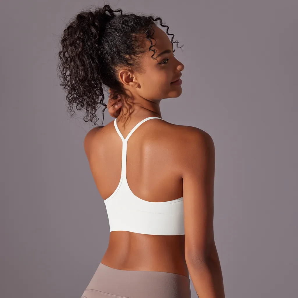 Double-sided Sanding Skin I-shaped Beauty Back Yoga Vest - White