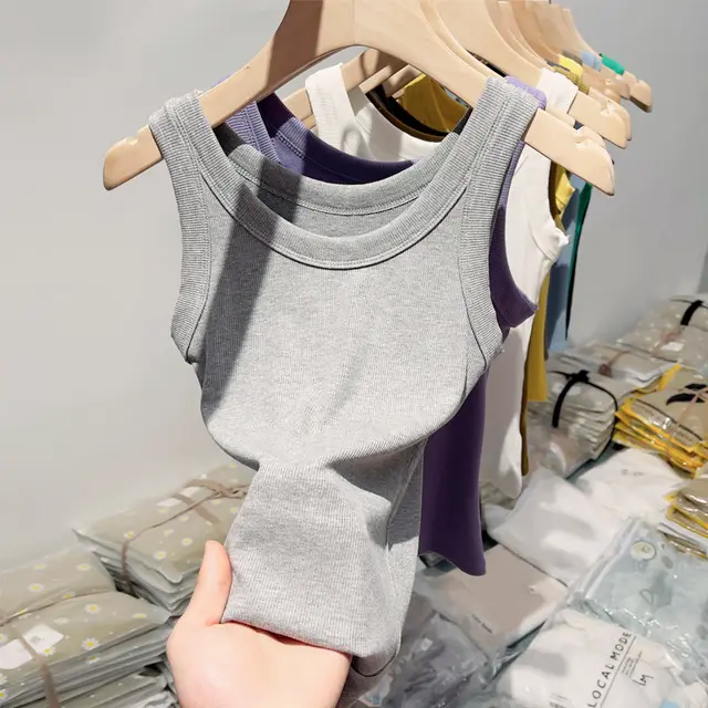 Solid Color Camisole Women's Thin Base Light Gray - Shop at LoveMi