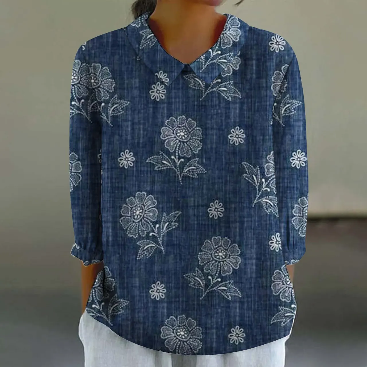 Creative Retro Floral Print Shirt - Xl2462Hyh6