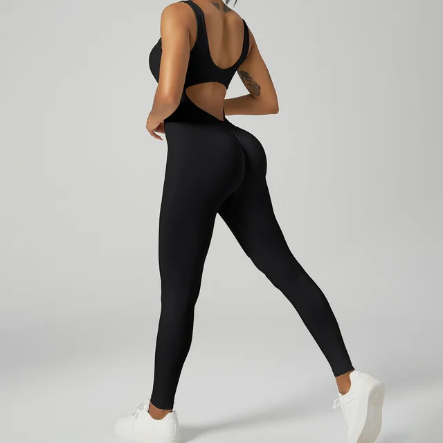 Nude Feel Yoga Jumpsuit Women's Beauty Back Fitness Sports Jumpsuit Black - Shop at LoveMi