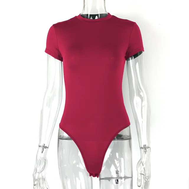 Casual Women's Clothing Short sleeved Jumpsuit Tight Jumpsuit Wine Red - Shop at LoveMi