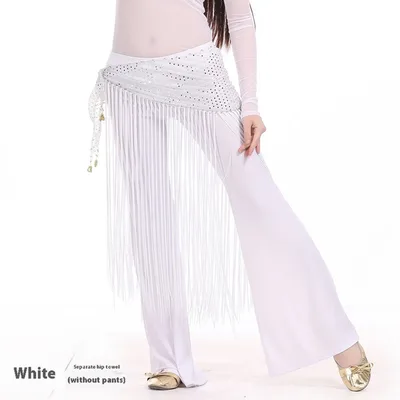 Highlight Tassels Waist Chain Practice Clothes Hip Scarf White - Shop at LoveMi