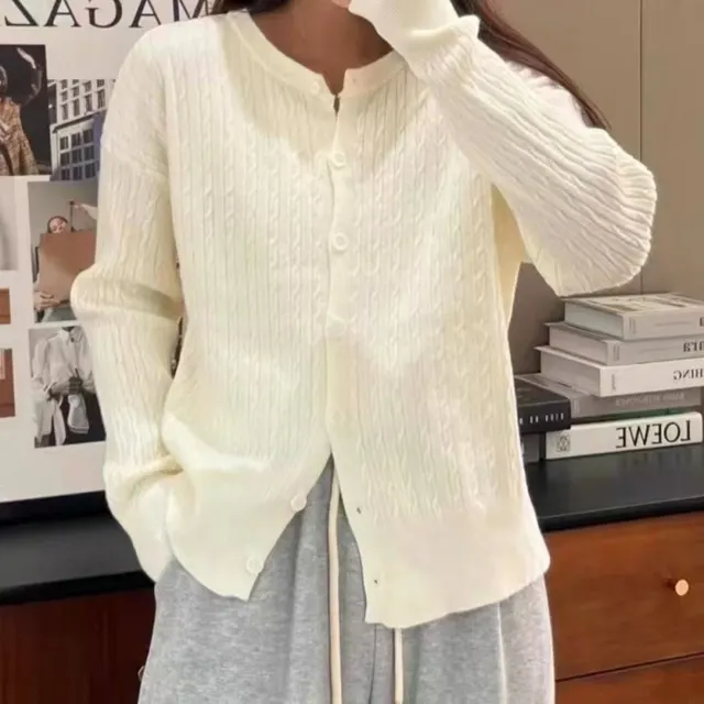 Retro Twist Knitted Cardigan Women's Top Apricot - Shop at LoveMi