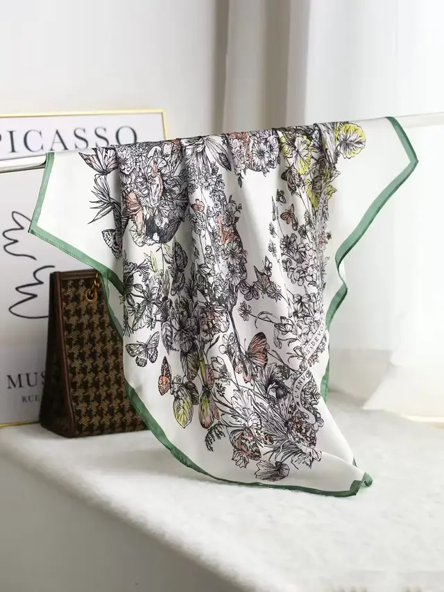 Intellectual Elegant Light Luxury Gift Silk Small Square Towel Silk Scarf 7000132 Style - Shop at LoveMi
