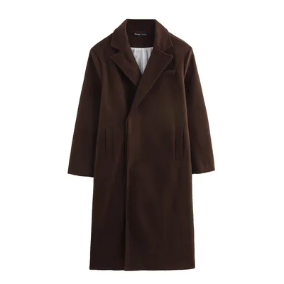 Fashionable All match Casual Loose Blended Coat Coat Women's Top Brown - Shop at LoveMi